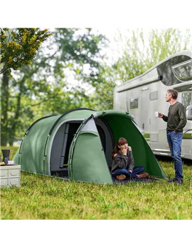 Outsunny Three-Man, Two-Room Tent - Green