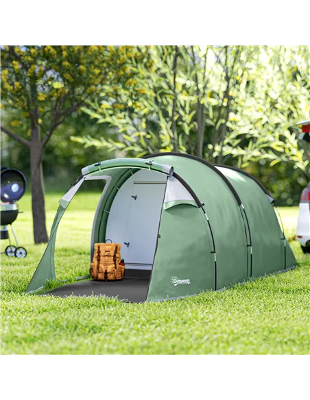 Outsunny Three-Man, Two-Room Tent - Green