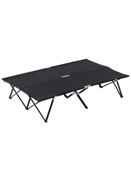 Outsunny Double Camping Cot Bed, with Bag - Black
