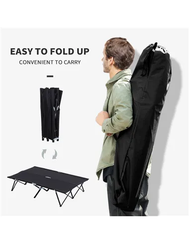 Outsunny Double Camping Cot Bed, with Bag - Black