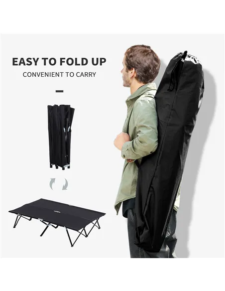 Outsunny Double Camping Cot Bed, with Bag - Black