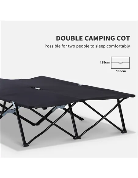Outsunny Double Camping Cot Bed, with Bag - Black