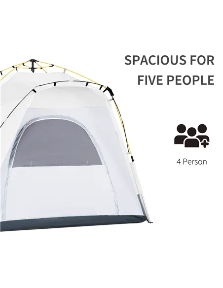 Outsunny 4 Person Automatic Camping Tent, Outdoor Pop Up Tent, Portable Backpacking Dome Shelter, Light Grey