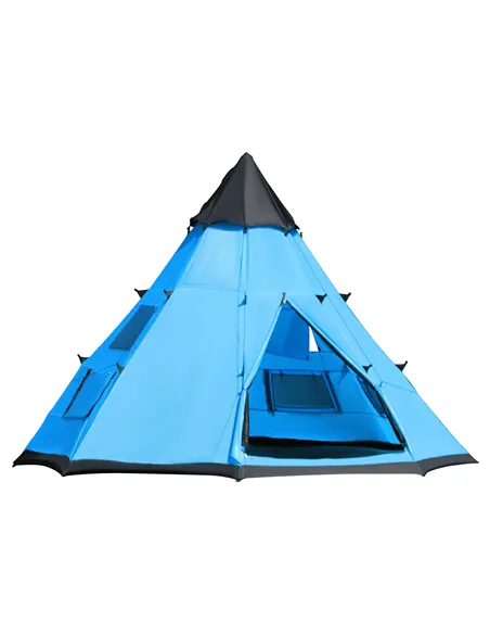 Outsunny 6 Men Tipi Tent with Carry Bag - Blue