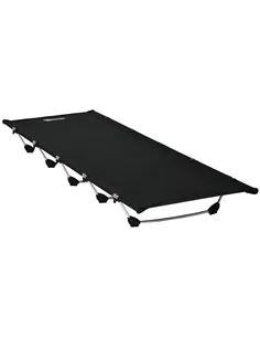 Outsunny Lightweight Camping Bed, Aluminium Portable Camp Cot w/ Strong Support 150kg and Carry Bag for Camping, Black
