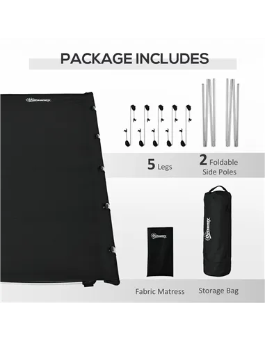 Outsunny Lightweight Camping Bed, Aluminium Portable Camp Cot w/ Strong Support 150kg and Carry Bag for Camping, Black
