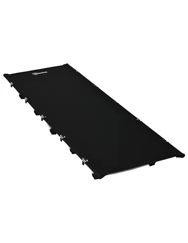 Outsunny Lightweight Camping Bed, Aluminium Portable Camp Cot w/ Strong Support 150kg and Carry Bag for Camping, Black