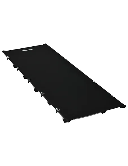 Outsunny Lightweight Camping Bed, Aluminium Portable Camp Cot w/ Strong Support 150kg and Carry Bag for Camping, Black