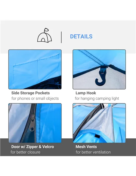 Outsunny 2-3 Man Tunnel Tent with Vestibule, Weather-Resistant Camping Tent with Air Vents for Fishing Hiking, Light Blue & Grey