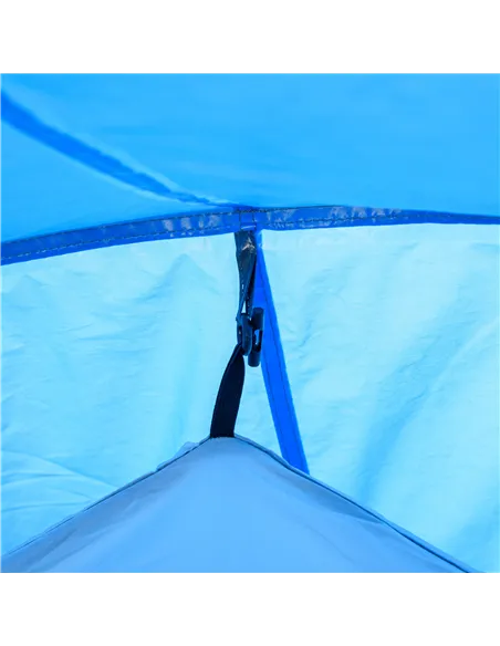 Outsunny 2-3 Man Tunnel Tent with Vestibule, Weather-Resistant Camping Tent with Air Vents for Fishing Hiking, Light Blue & Grey