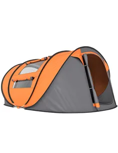 Outsunny 4 Person Pop-up Camping Tent Family Tent with Ground Sheet, 4 Windows and Portable Carry Bag for Beach Outdoor Trip, Or