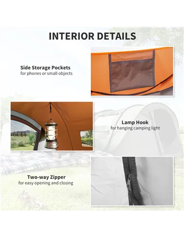 Outsunny 4 Person Pop-up Camping Tent Family Tent with Ground Sheet, 4 Windows and Portable Carry Bag for Beach Outdoor Trip, Or