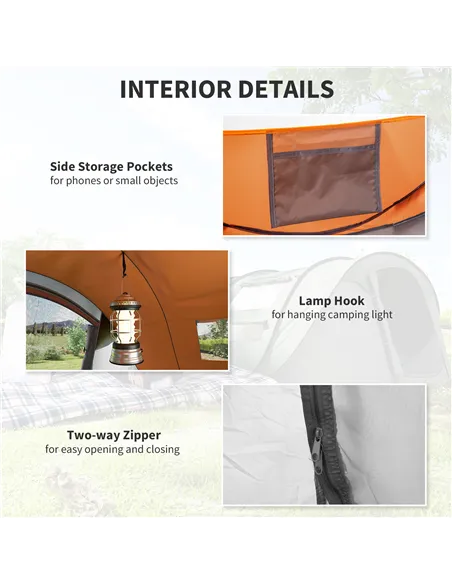 Outsunny 4 Person Pop-up Camping Tent Family Tent with Ground Sheet, 4 Windows and Portable Carry Bag for Beach Outdoor Trip, Or
