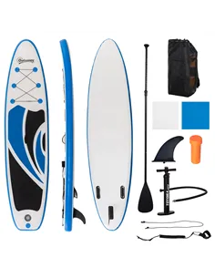 Outsunny 10.6' x 32" x 6" Inflatable Stand Up Paddle Board, Non-Slip & Ultra-Light Deck with ISUP Accessories, Adj Paddle, Pump,
