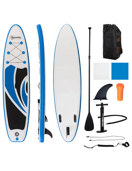Outsunny 10.6' x 32" x 6" Inflatable Stand Up Paddle Board, Non-Slip & Ultra-Light Deck with ISUP Accessories, Adj Paddle, Pump,
