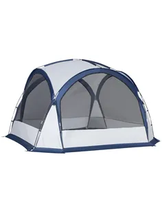 Outsunny Dome Tent for 6-8 Person, Camping Tent with 4 Zipped Mesh Doors, Removable Oxford Cloth, Lamp Hook, Portable Carry Bag,