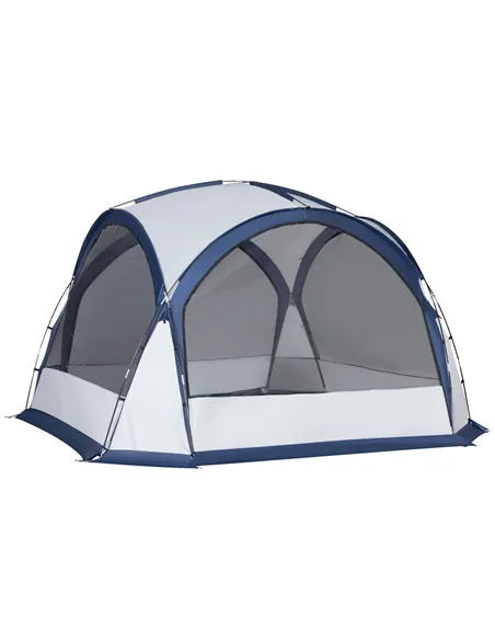 Outsunny Dome Tent for 6-8 Person, Camping Tent with 4 Zipped Mesh Doors, Removable Oxford Cloth, Lamp Hook, Portable Carry Bag,