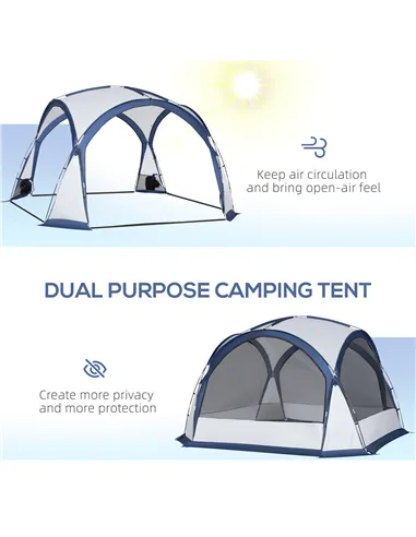 Outsunny Dome Tent for 6-8 Person, Camping Tent with 4 Zipped Mesh Doors, Removable Oxford Cloth, Lamp Hook, Portable Carry Bag,