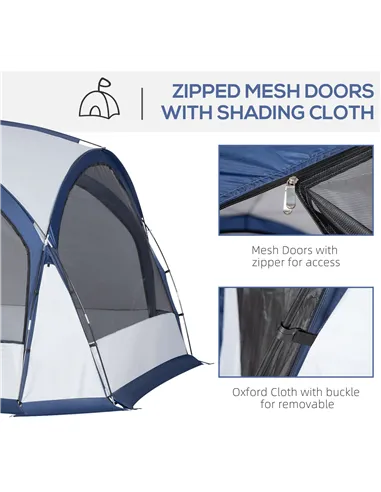 Outsunny Dome Tent for 6-8 Person, Camping Tent with 4 Zipped Mesh Doors, Removable Oxford Cloth, Lamp Hook, Portable Carry Bag,