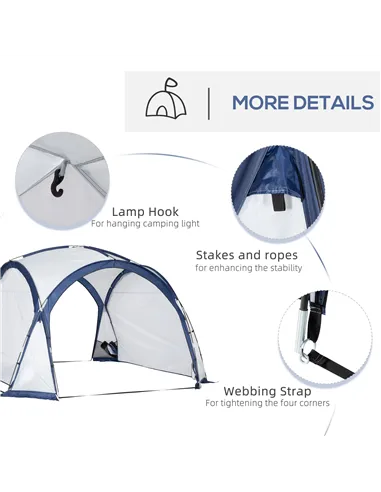 Outsunny Dome Tent for 6-8 Person, Camping Tent with 4 Zipped Mesh Doors, Removable Oxford Cloth, Lamp Hook, Portable Carry Bag,