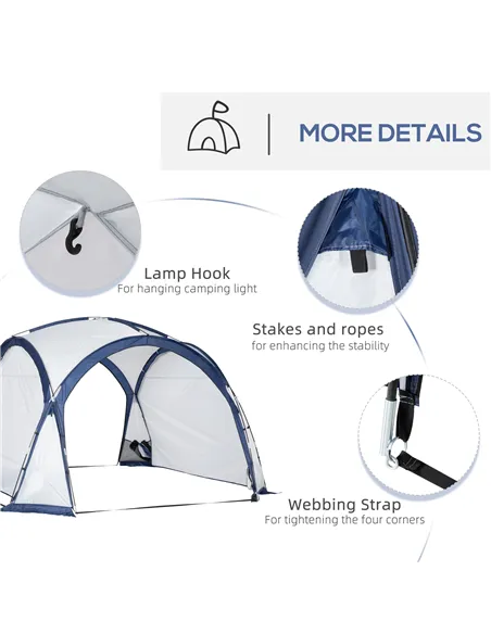 Outsunny Dome Tent for 6-8 Person, Camping Tent with 4 Zipped Mesh Doors, Removable Oxford Cloth, Lamp Hook, Portable Carry Bag,