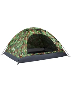 Outsunny 2 Person Camping Tent, Dome Tent with Zipped Doors, Storage Pocket, Portable Handy Bag, Multicoloured