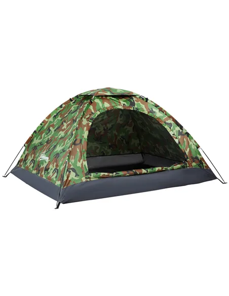 Outsunny 2 Person Camping Tent, Dome Tent with Zipped Doors, Storage Pocket, Portable Handy Bag, Multicoloured