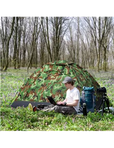 Outsunny 2 Person Camping Tent, Dome Tent with Zipped Doors, Storage Pocket, Portable Handy Bag, Multicoloured 2