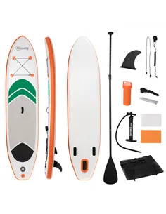 Outsunny 10'6" x 30" x 6" Inflatable Stand Up Paddle Board, Non-Slip & Ultra-Light Deck with Adj Paddle, ISUP Accessories, Pump 