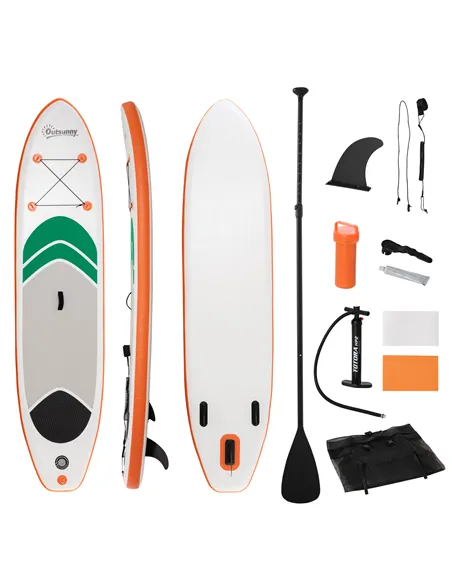 Outsunny 10'6" x 30" x 6" Inflatable Stand Up Paddle Board, Non-Slip & Ultra-Light Deck with Adj Paddle, ISUP Accessories, Pump 
