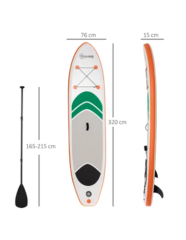 Outsunny 10'6" x 30" x 6" Inflatable Stand Up Paddle Board, Non-Slip & Ultra-Light Deck with Adj Paddle, ISUP Accessories, Pump 