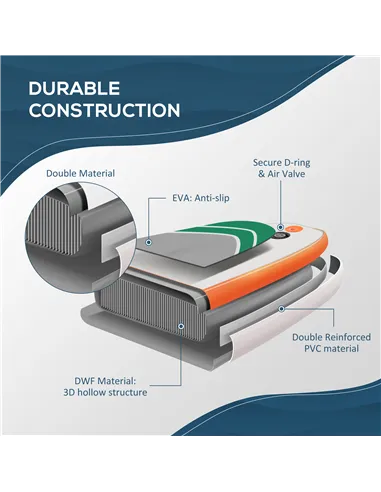 Outsunny 10'6" x 30" x 6" Inflatable Stand Up Paddle Board, Non-Slip & Ultra-Light Deck with Adj Paddle, ISUP Accessories, Pump 