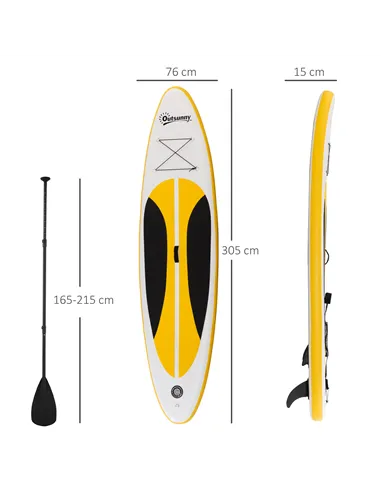 Outsunny 10' x 30" x 6" Inflatable Stand Up Paddle Board, Non-Slip & Ultra-Light Deck with ISUP Accessories, Adj Paddle, Backpac