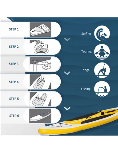 Outsunny 10' x 30" x 6" Inflatable Stand Up Paddle Board, Non-Slip & Ultra-Light Deck with ISUP Accessories, Adj Paddle, Backpac