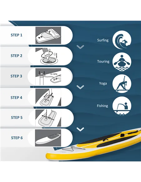 Outsunny 10' x 30" x 6" Inflatable Stand Up Paddle Board, Non-Slip & Ultra-Light Deck with ISUP Accessories, Adj Paddle, Backpac