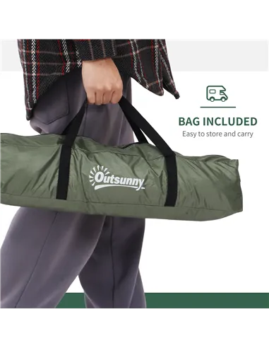 Outsunny 2 Person Camping Tent, Camouflage Tent with Zipped Doors, Storage Pocket, Portable Handy Bag, Dark Green
