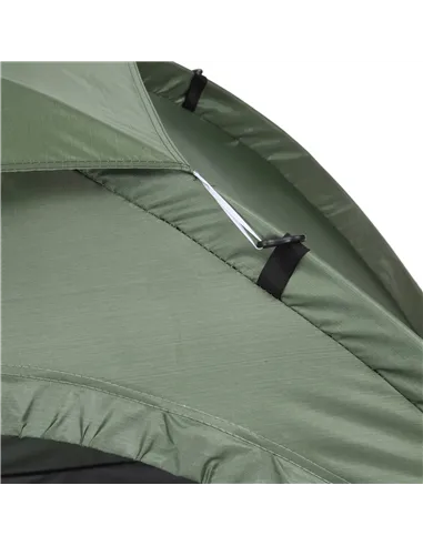 Outsunny 2 Person Camping Tent, Camouflage Tent with Zipped Doors, Storage Pocket, Portable Handy Bag, Dark Green
