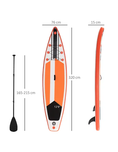 Outsunny 10'6" x 30" x 6" Inflatable Stand Up Paddle Board, Non-Slip Deck Board with Adj Paddle, ISUP Accessories and Carry Bag,
