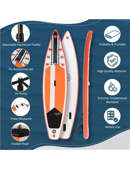 Outsunny 10'6" x 30" x 6" Inflatable Stand Up Paddle Board, Non-Slip Deck Board with Adj Paddle, ISUP Accessories and Carry Bag,