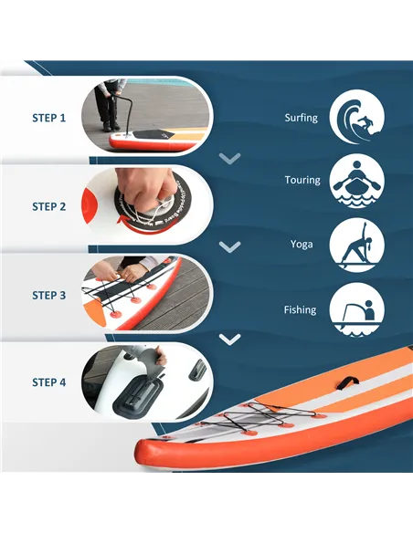 Outsunny 10'6" x 30" x 6" Inflatable Stand Up Paddle Board, Non-Slip Deck Board with Adj Paddle, ISUP Accessories and Carry Bag,