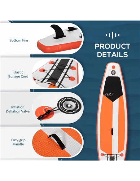 Outsunny 10'6" x 30" x 6" Inflatable Stand Up Paddle Board, Non-Slip Deck Board with Adj Paddle, ISUP Accessories and Carry Bag,