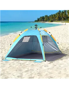 Outsunny 2 Man Pop-up Beach Tent Sun Shade Shelter Hut w/ Windows Doors Hook Sandbags UV Protection Waterproof Outdoor Adventure 2