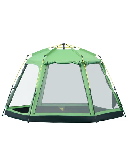 Outsunny 6 Person Pop Up Camping Tent, 2-Tier Design Backpacking Tent with 4 Windows 2 Doors Portable Carry Bag for Fishing Hiki