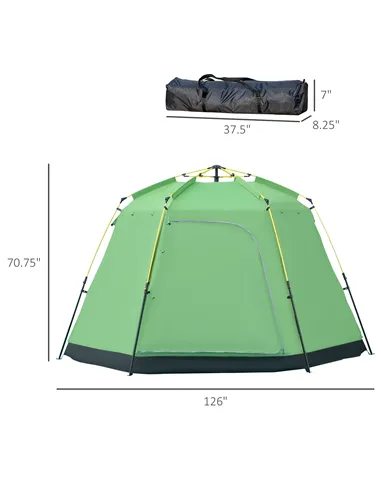 Outsunny 6 Person Pop Up Camping Tent, 2-Tier Design Backpacking Tent with 4 Windows 2 Doors Portable Carry Bag for Fishing Hiki