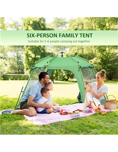 Outsunny 6 Person Pop Up Camping Tent, 2-Tier Design Backpacking Tent with 4 Windows 2 Doors Portable Carry Bag for Fishing Hiki