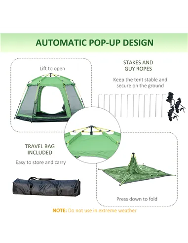 Outsunny 6 Person Pop Up Camping Tent, 2-Tier Design Backpacking Tent with 4 Windows 2 Doors Portable Carry Bag for Fishing Hiki