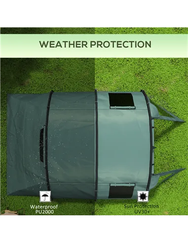 Outsunny Two Room Tunnel Tent Camping Tent for  3-4 Man with Windows, Covers, Carry Bag, for Fishing, Hiking, Sports, Green