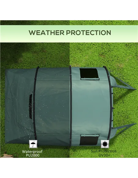 Outsunny Two Room Tunnel Tent Camping Tent for  3-4 Man with Windows, Covers, Carry Bag, for Fishing, Hiking, Sports, Green