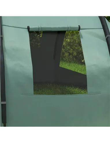 Outsunny Two Room Tunnel Tent Camping Tent for  3-4 Man with Windows, Covers, Carry Bag, for Fishing, Hiking, Sports, Green