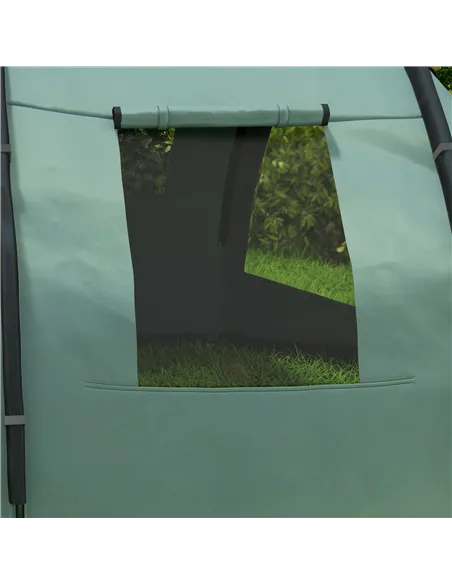 Outsunny Two Room Tunnel Tent Camping Tent for  3-4 Man with Windows, Covers, Carry Bag, for Fishing, Hiking, Sports, Green